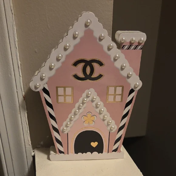 CHANEL Pink and Black Gingerbread House Decor - Picture 1 of 1